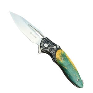 TOSAHWI ASP30 Stainless Steel EDC Pocket Knife With Carved Handle and Wooden Grip