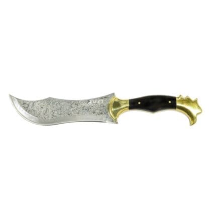 Tosahwi Handmade Vanguard Damascus Curved Bowie Knife with Leather Sheath