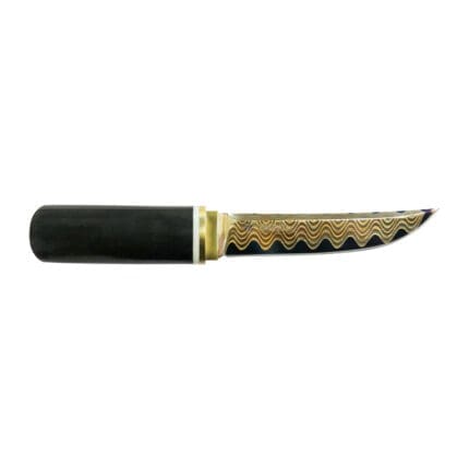 Tosahwi 3.94" Bluing Damascus Steel Hunting Knife With Purple Sandalwood Handle