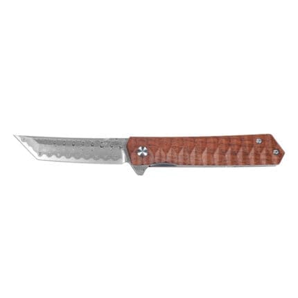 Tosahwi Damascus Steel Tanto Blade Pocket Knife With Rosewood Handle