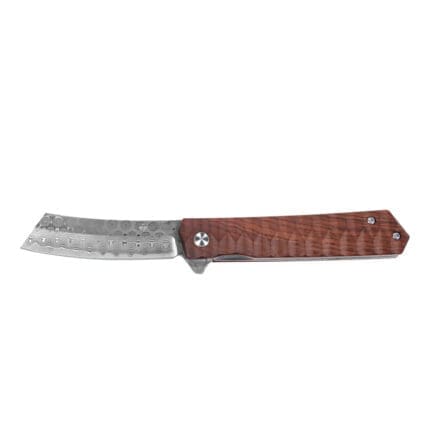 Tosahwi Damascus Steel Cleaver Blade Pocket Knife With Rosewood Handle